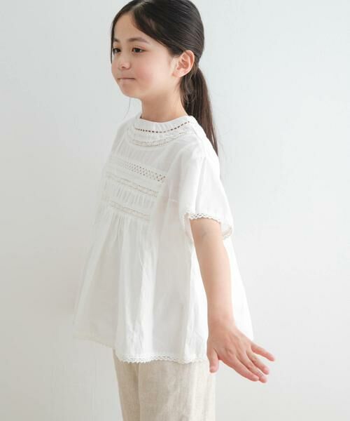 URBAN RESEARCH DOORS / アーバンリサーチ ドアーズ トップス | ハシゴレースシャーリングブラウス(KIDS) | 詳細21