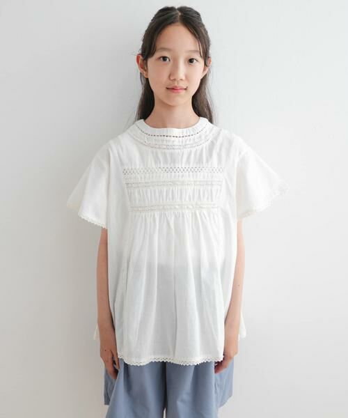 URBAN RESEARCH DOORS / アーバンリサーチ ドアーズ トップス | 『WEB/一部店舗限定』ハシゴレースシャーリングブラウス(KIDS) | 詳細8