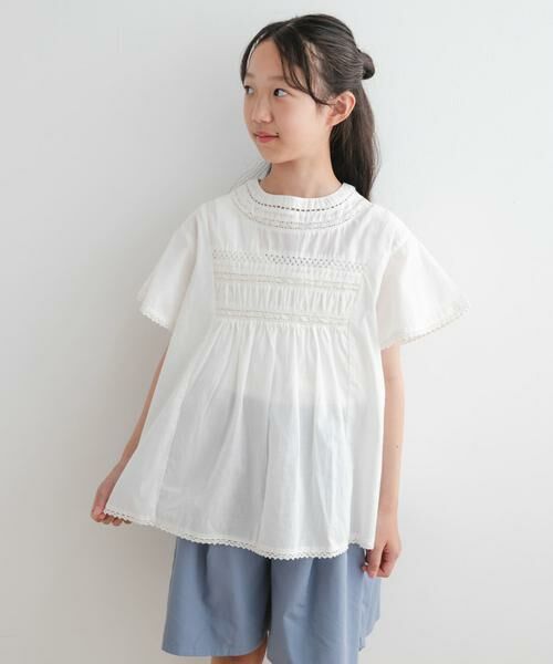URBAN RESEARCH DOORS / アーバンリサーチ ドアーズ トップス | 『WEB/一部店舗限定』ハシゴレースシャーリングブラウス(KIDS) | 詳細9