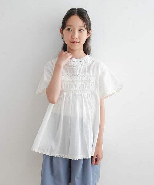 URBAN RESEARCH DOORS / アーバンリサーチ ドアーズ トップス | 『WEB/一部店舗限定』ハシゴレースシャーリングブラウス(KIDS) | 詳細10