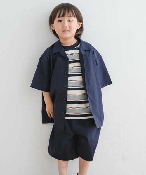 URBAN RESEARCH DOORS/アーバンリサーチ ドアーズ 『セットアップ対応』『UVカット』オープンカラーシャツ(KIDS) ネイビー 120