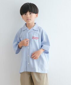 URBAN RESEARCH DOORS / アーバンリサーチ ドアーズ トップス | 『WEB/一部店舗限定サイズ』ロゴ刺繍ストライプシャツ(KIDS)