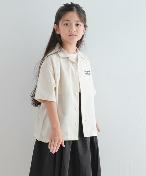 URBAN RESEARCH DOORS / アーバンリサーチ ドアーズ トップス | 『WEB/一部店舗限定サイズ』ロゴ刺繍ストライプシャツ(KIDS) | 詳細17