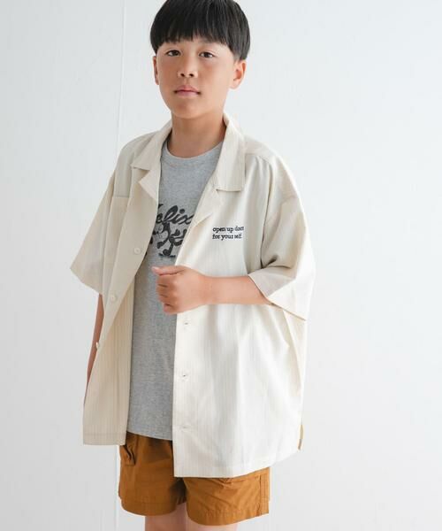 URBAN RESEARCH DOORS / アーバンリサーチ ドアーズ トップス | 『WEB/一部店舗限定サイズ』ロゴ刺繍ストライプシャツ(KIDS) | 詳細18