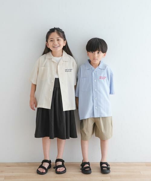 URBAN RESEARCH DOORS / アーバンリサーチ ドアーズ トップス | 『WEB/一部店舗限定サイズ』ロゴ刺繍ストライプシャツ(KIDS) | 詳細20