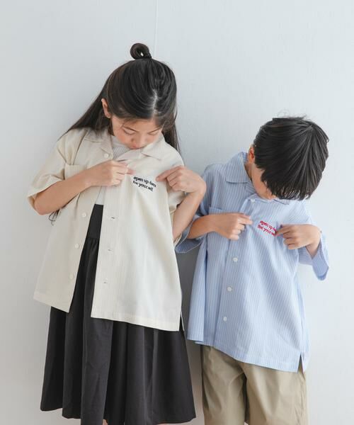 URBAN RESEARCH DOORS / アーバンリサーチ ドアーズ トップス | 『WEB/一部店舗限定サイズ』ロゴ刺繍ストライプシャツ(KIDS) | 詳細21