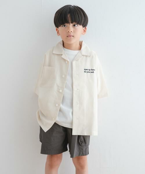 URBAN RESEARCH DOORS / アーバンリサーチ ドアーズ トップス | 『WEB/一部店舗限定サイズ』ロゴ刺繍ストライプシャツ(KIDS) | 詳細3