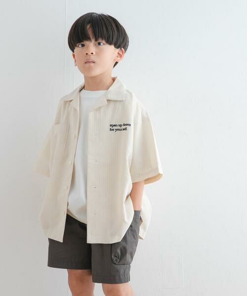 URBAN RESEARCH DOORS / アーバンリサーチ ドアーズ トップス | 『WEB/一部店舗限定サイズ』ロゴ刺繍ストライプシャツ(KIDS) | 詳細4