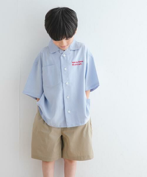 URBAN RESEARCH DOORS / アーバンリサーチ ドアーズ トップス | 『WEB/一部店舗限定サイズ』ロゴ刺繍ストライプシャツ(KIDS) | 詳細28