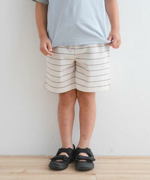 URBAN RESEARCH DOORS / アーバンリサーチ ドアーズ パンツ | 『WEB/一部店舗限定サイズ』ボーダーワッフルショーツ(KIDS) | 詳細1