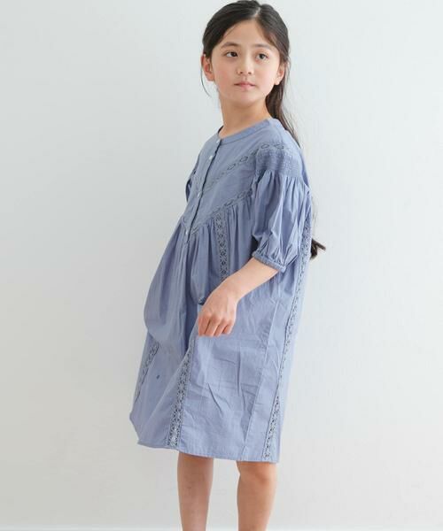URBAN RESEARCH DOORS/アーバンリサーチ ドアーズ ハシゴレースワンピース(KIDS) ブルー 105 URBAN RESEARCH DOORS/アーバンリサーチ ドアーズ ハシゴレースワンピース(KIDS) ブルー 105