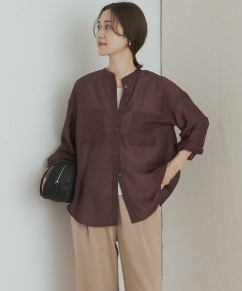 セール】 シアーバンドカラーシャツ （シャツ・ブラウス