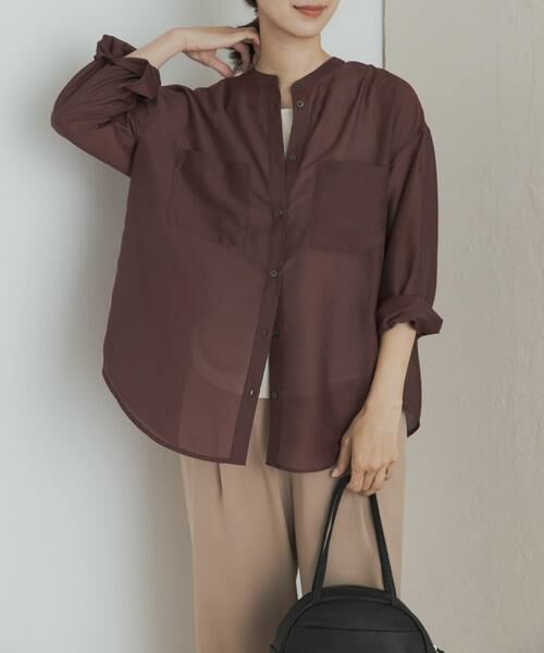 セール】 シアーバンドカラーシャツ （シャツ・ブラウス