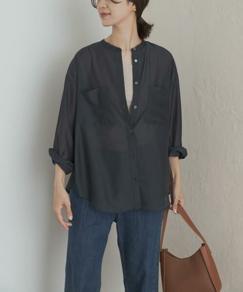 URBAN RESEARCH DOORS / アーバンリサーチ ドアーズ シャツ・ブラウス | シアーバンドカラーシャツ | 詳細13