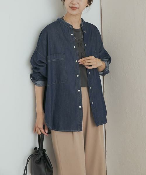 URBAN RESEARCH DOORS/アーバンリサーチ ドアーズ デニムバンドカラーシャツ ワンウォッシュ M URBAN RESEARCH DOORS/アーバンリサーチ ドアーズ デニムバンドカラーシャツ ワンウォッシュ M