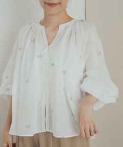 URBAN RESEARCH DOORS / アーバンリサーチ ドアーズ シャツ・ブラウス | リーフモチーフラメ刺繍ブラウス