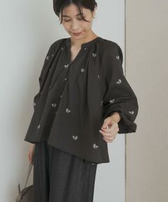 URBAN RESEARCH DOORS / アーバンリサーチ ドアーズ シャツ・ブラウス | リーフモチーフラメ刺繍ブラウス