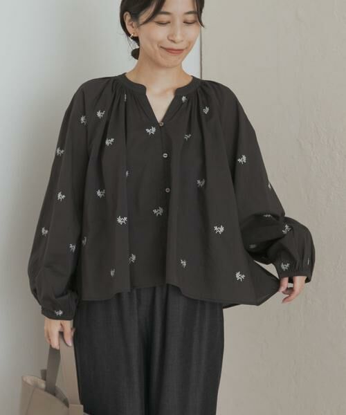 URBAN RESEARCH DOORS / アーバンリサーチ ドアーズ シャツ・ブラウス | リーフモチーフラメ刺繍ブラウス | 詳細10