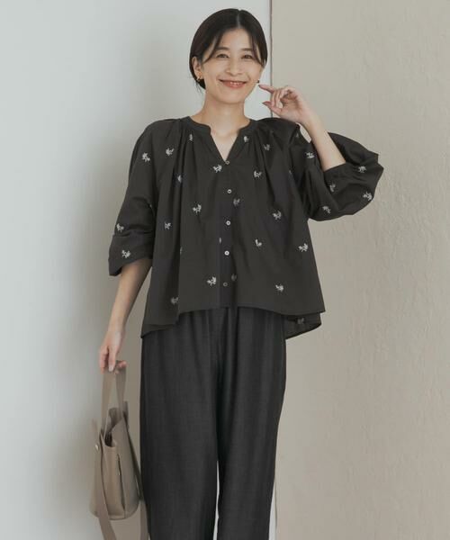 URBAN RESEARCH DOORS / アーバンリサーチ ドアーズ シャツ・ブラウス | リーフモチーフラメ刺繍ブラウス | 詳細14