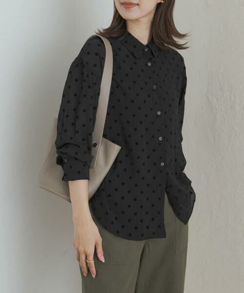 URBAN RESEARCH DOORS/アーバンリサーチ ドアーズ フロッキードットシャツ ブラック M