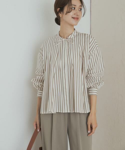URBAN RESEARCH DOORS / アーバンリサーチ ドアーズ シャツ・ブラウス | ストライプリボンフレアブラウス | 詳細13