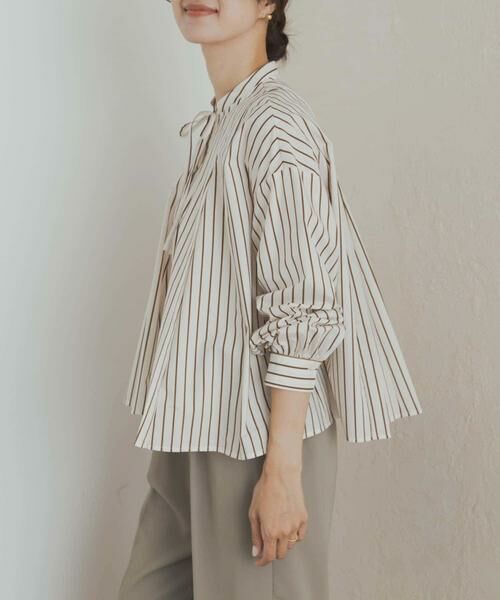 URBAN RESEARCH DOORS / アーバンリサーチ ドアーズ シャツ・ブラウス | ストライプリボンフレアブラウス | 詳細14