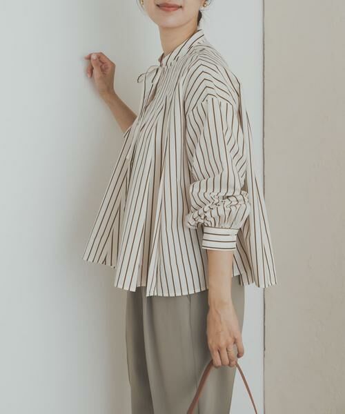 URBAN RESEARCH DOORS / アーバンリサーチ ドアーズ シャツ・ブラウス | ストライプリボンフレアブラウス | 詳細15