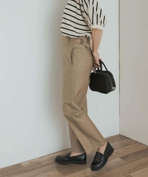 URBAN RESEARCH DOORS/アーバンリサーチ ドアーズ サイドベルトストレートパンツ ベージュ S URBAN RESEARCH DOORS/アーバンリサーチ ドアーズ サイドベルトストレートパンツ ベージュ S