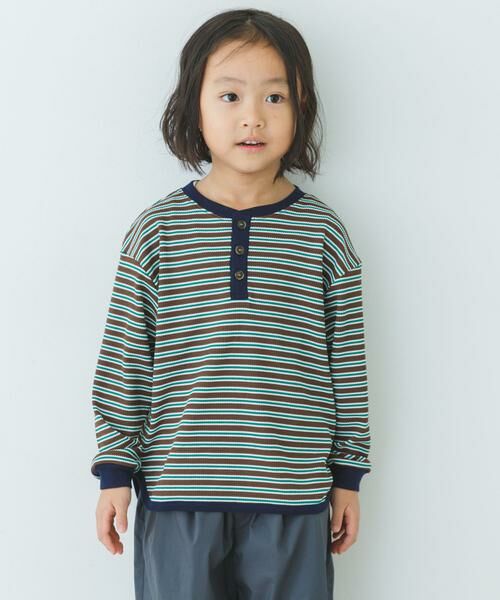 URBAN RESEARCH DOORS / アーバンリサーチ ドアーズ トップス | 『WEB/一部店舗限定サイズ』ワッフルボーダーロングTシャツ(KIDS) | 詳細3