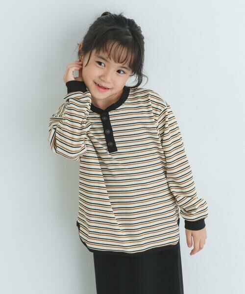 URBAN RESEARCH DOORS / アーバンリサーチ ドアーズ トップス | 『WEB/一部店舗限定サイズ』ワッフルボーダーロングTシャツ(KIDS) | 詳細15