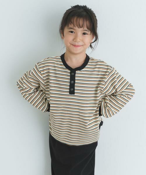 URBAN RESEARCH DOORS / アーバンリサーチ ドアーズ トップス | 『WEB/一部店舗限定サイズ』ワッフルボーダーロングTシャツ(KIDS) | 詳細16
