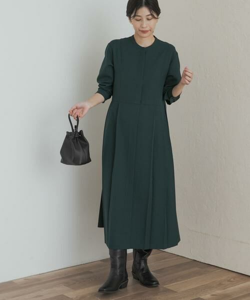 URBAN RESEARCH DOORS / アーバンリサーチ ドアーズ ワンピース | 『一部WEB限定カラー』『UR TECH SMOOTHLUXE』サイドプリーツ切替ワンピース | 詳細4