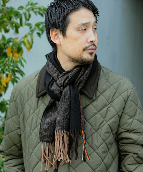 URBAN RESEARCH DOORS/アーバンリサーチ ドアーズ LIFE STYLE TAILOR サイドラインウールマフラー ブラウン - URBAN RESEARCH DOORS/アーバンリサーチ ドアーズ LIFE STYLE TAILOR サイドラインウールマフラー ブラウン -