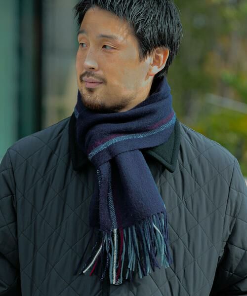 URBAN RESEARCH DOORS/アーバンリサーチ ドアーズ LIFE STYLE TAILOR サイドラインウールマフラー ネイビー - URBAN RESEARCH DOORS/アーバンリサーチ ドアーズ LIFE STYLE TAILOR サイドラインウールマフラー ネイビー -