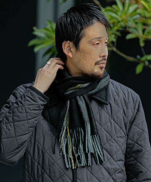 URBAN RESEARCH DOORS / アーバンリサーチ ドアーズ マフラー・ショール・スヌード・ストール | LIFE STYLE TAILOR　サイドラインウールマフラー（ブラック）