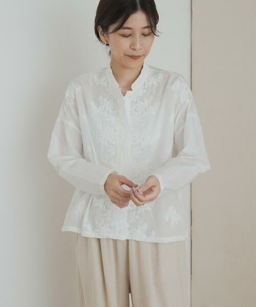 URBAN RESEARCH DOORS / アーバンリサーチ ドアーズ シャツ・ブラウス | mizuiro ind　lacestandcollar wideshirts | 詳細1