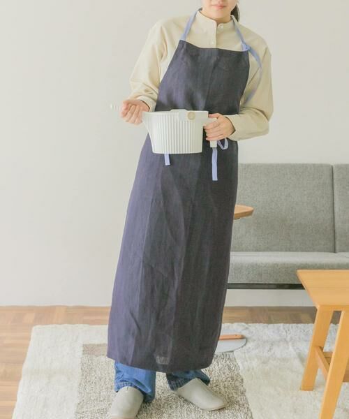 URBAN RESEARCH DOORS / アーバンリサーチ ドアーズ キッチンツール | 『WEB限定』miiThaaii　リネン アリシャエプロン ネイビー | 詳細2
