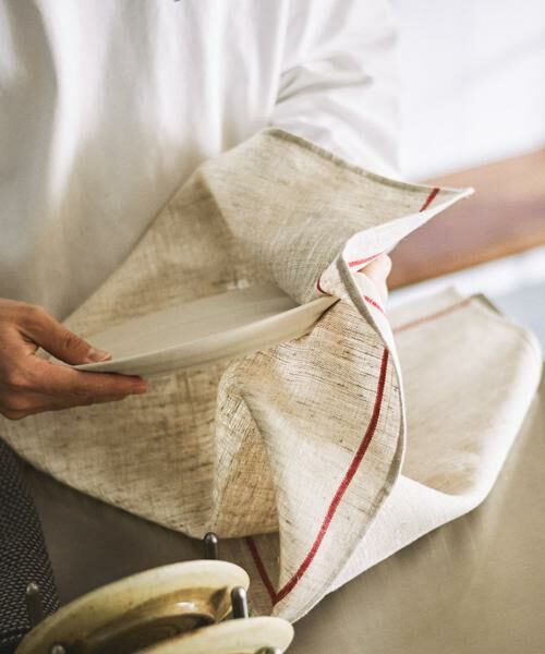 URBAN RESEARCH DOORS / アーバンリサーチ ドアーズ キッチンツール | fog linen work　リネンラインキッチンクロス 厚地 レッド | 詳細1