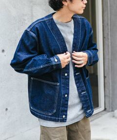URBAN RESEARCH DOORS / アーバンリサーチ ドアーズ Gジャン・デニムジャケット | FORK&SPOON　JFデニムノーカラージャケット
