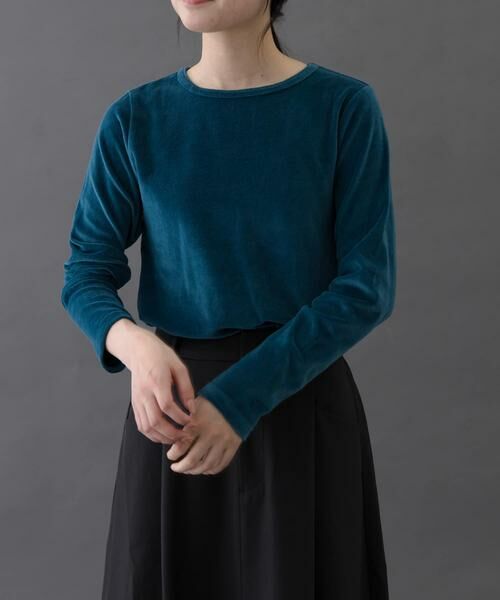 URBAN RESEARCH DOORS/アーバンリサーチ ドアーズ FORK & SPOON ベロアロングスリーブTシャツ ブルー 1 URBAN RESEARCH DOORS/アーバンリサーチ ドアーズ FORK & SPOON ベロアロングスリーブTシャツ ブルー 1