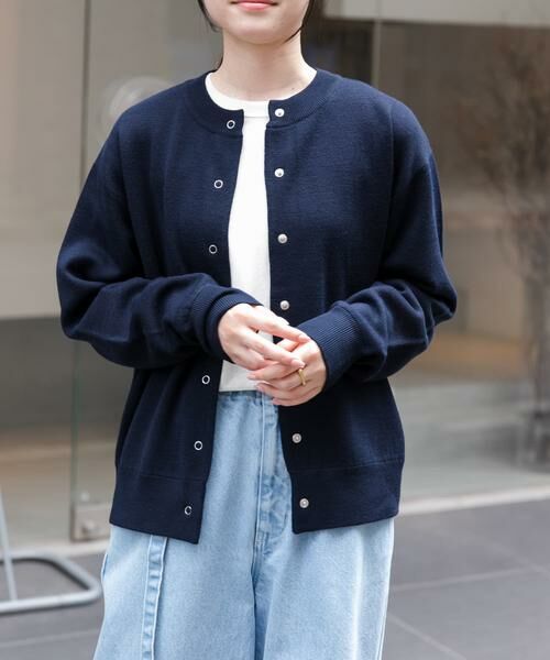 URBAN RESEARCH DOORS/アーバンリサーチ ドアーズ FORK & SPOON ミラノリブクルーネックカーディガン ネイビー 1 URBAN RESEARCH DOORS/アーバンリサーチ ドアーズ FORK & SPOON ミラノリブクルーネックカーディガン ネイビー 1