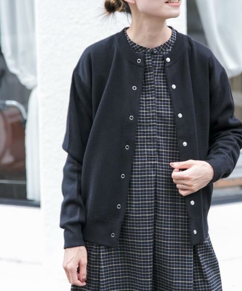 URBAN RESEARCH DOORS/アーバンリサーチ ドアーズ FORK & SPOON ミラノリブクルーネックカーディガン ブラック 1