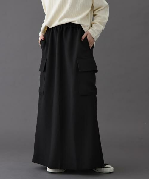 URBAN RESEARCH DOORS/アーバンリサーチ ドアーズ FORK & SPOON ウールライクツイルスカート ブラック 1 URBAN RESEARCH DOORS/アーバンリサーチ ドアーズ FORK & SPOON ウールライクツイルスカート ブラック 1