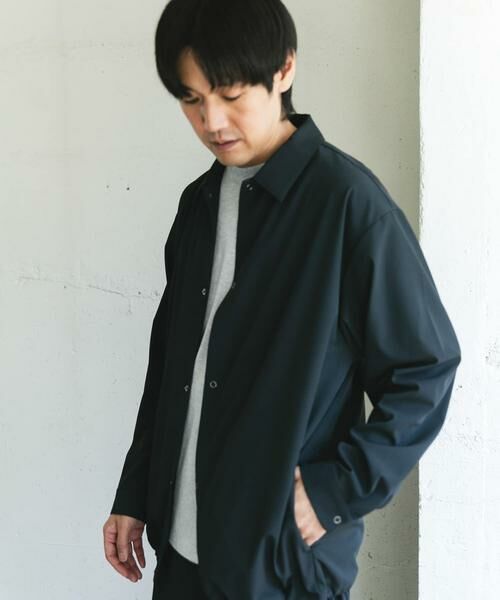 URBAN RESEARCH DOORS/アーバンリサーチ ドアーズ 『UR TECH』サマシェア ロングスリーブシャツカーディガン チャコールグレー M URBAN RESEARCH DOORS/アーバンリサーチ ドアーズ 『UR TECH』サマシェア ロングスリーブシャツカーディガン チャコールグレー M