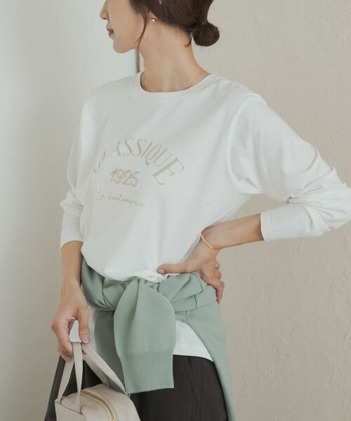URBAN RESEARCH DOORS/アーバンリサーチ ドアーズ ロゴプリント+刺しゅうロングTシャツ オフホワイト M URBAN RESEARCH DOORS/アーバンリサーチ ドアーズ ロゴプリント+刺しゅうロングTシャツ オフホワイト M