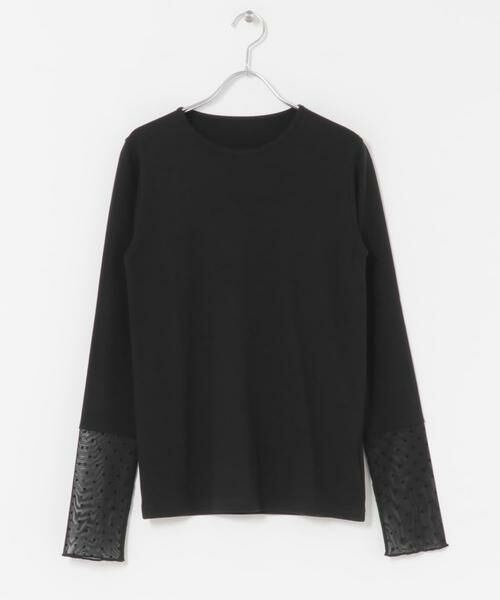 URBAN RESEARCH DOORS/アーバンリサーチ ドアーズ 袖ドット柄切替ロングTシャツ ブラック M URBAN RESEARCH DOORS/アーバンリサーチ ドアーズ 袖ドット柄切替ロングTシャツ ブラック M