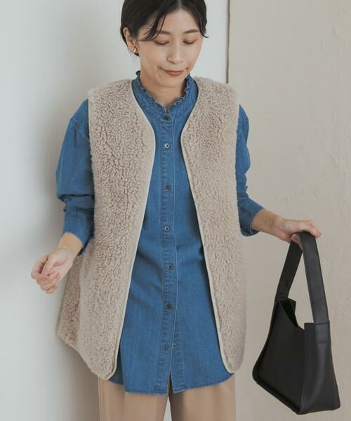 URBAN RESEARCH DOORS / アーバンリサーチ ドアーズ シャツ・ブラウス | デニムフリルスタンドシャツ | 詳細1