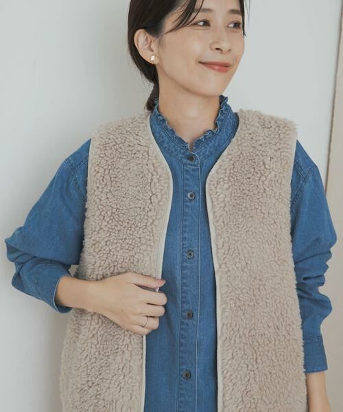 URBAN RESEARCH DOORS / アーバンリサーチ ドアーズ シャツ・ブラウス | デニムフリルスタンドシャツ | 詳細4