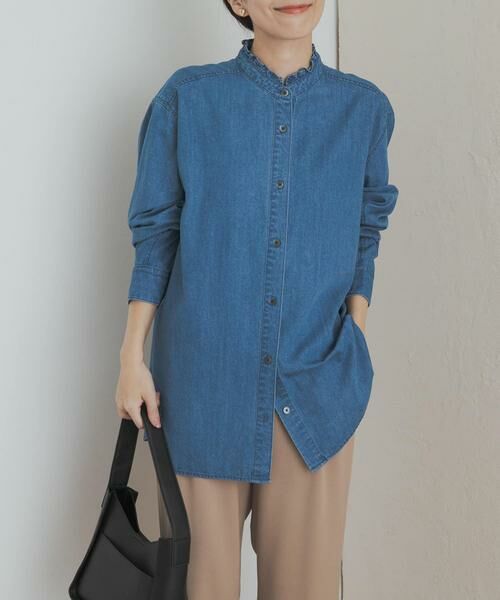 URBAN RESEARCH DOORS / アーバンリサーチ ドアーズ シャツ・ブラウス | デニムフリルスタンドシャツ | 詳細6