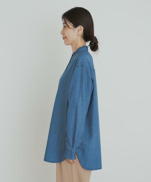 URBAN RESEARCH DOORS / アーバンリサーチ ドアーズ シャツ・ブラウス | デニムフリルスタンドシャツ | 詳細9